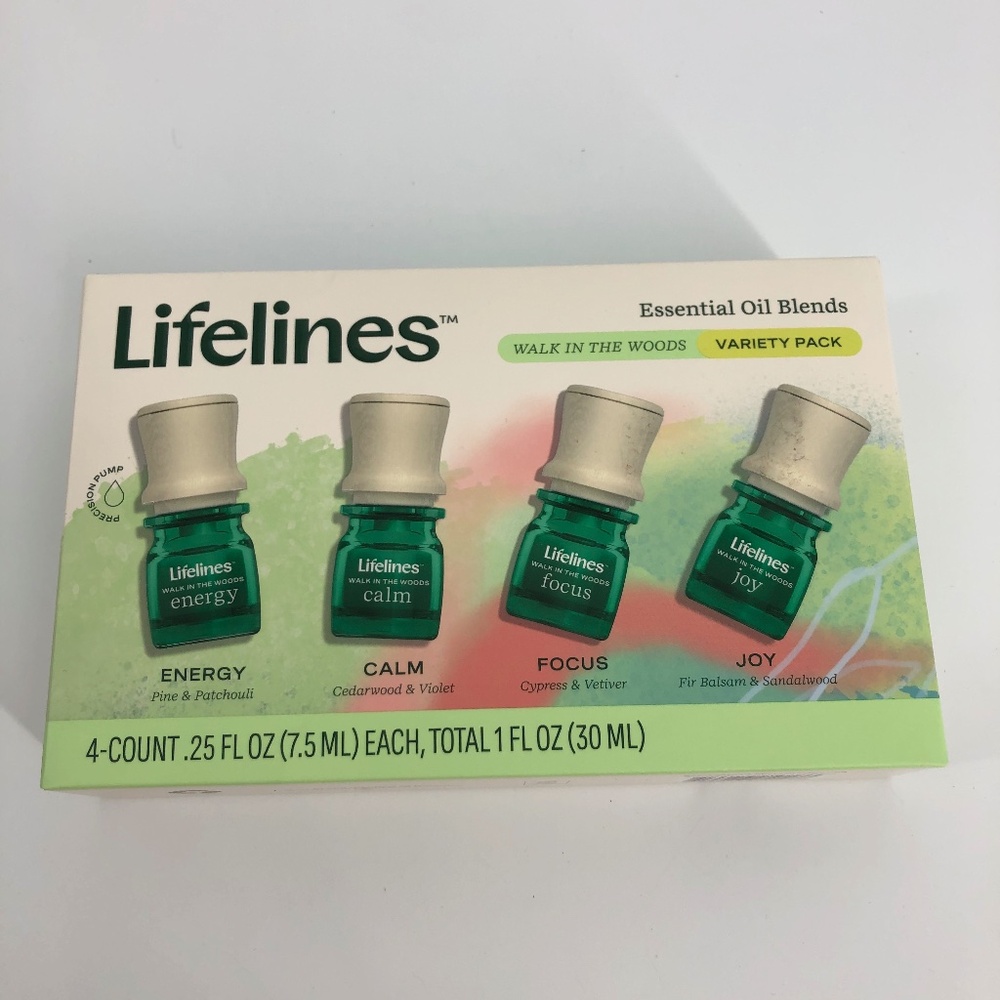 Lifelines Essential Oil Blends‎ 4 Pack Set New in Box Energy Calm Focus Joy NIB